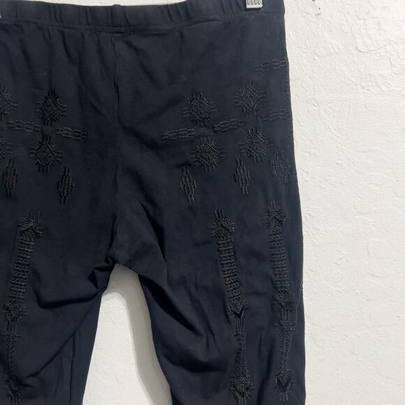 JW Johnny Was Leggings Small Black Embroidered Stretch Boho Cotton Pull On - Picture 3 of 8